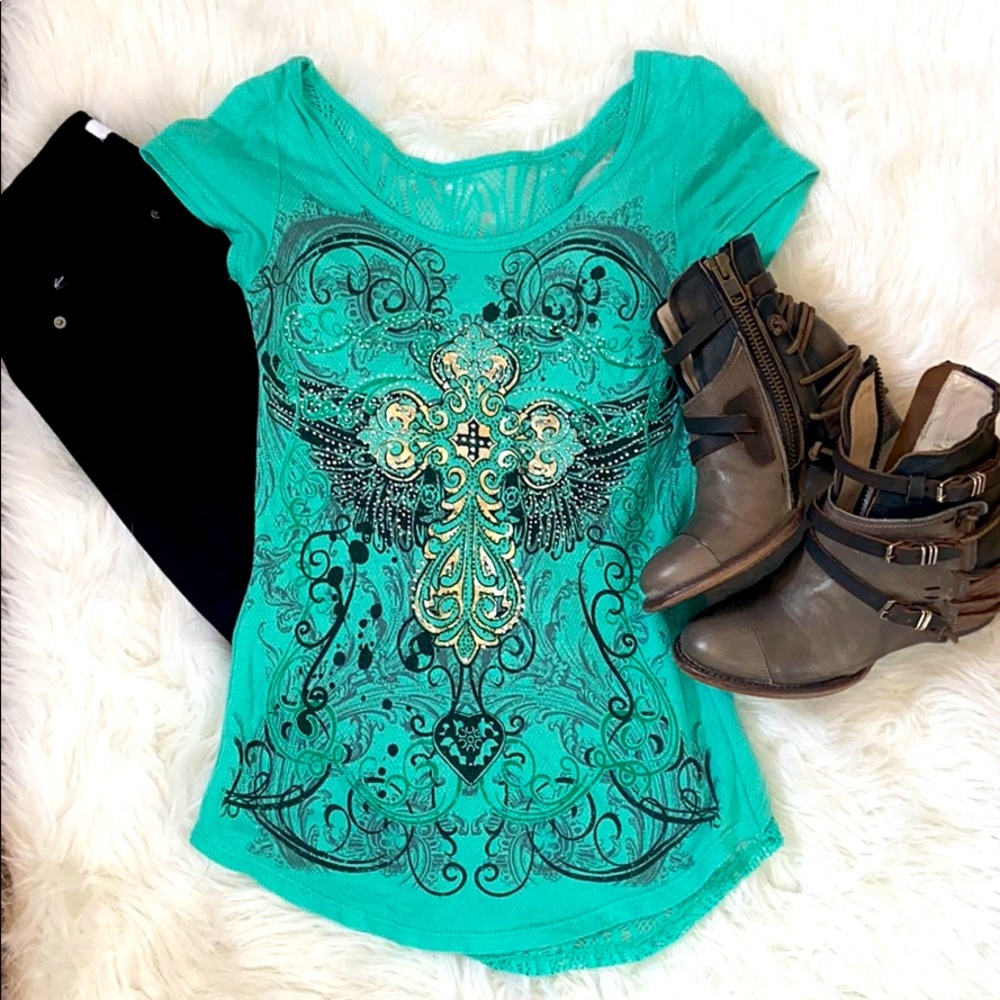 Angels and Diamonds Size Small Short Sleeve Top
